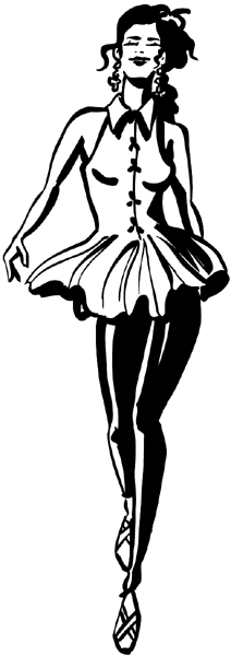 Lady in ballerina style mini dress vinyl sticker. Customize on line. Fashion Clothes 036-0446